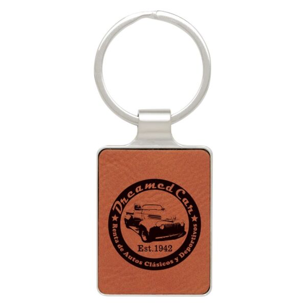 Leatherette Keychain – Rawhide with Chrome Thumbnail