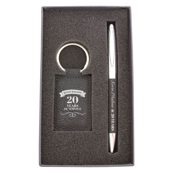Leatherette Set – Keychain & Pen in Black Thumbnail