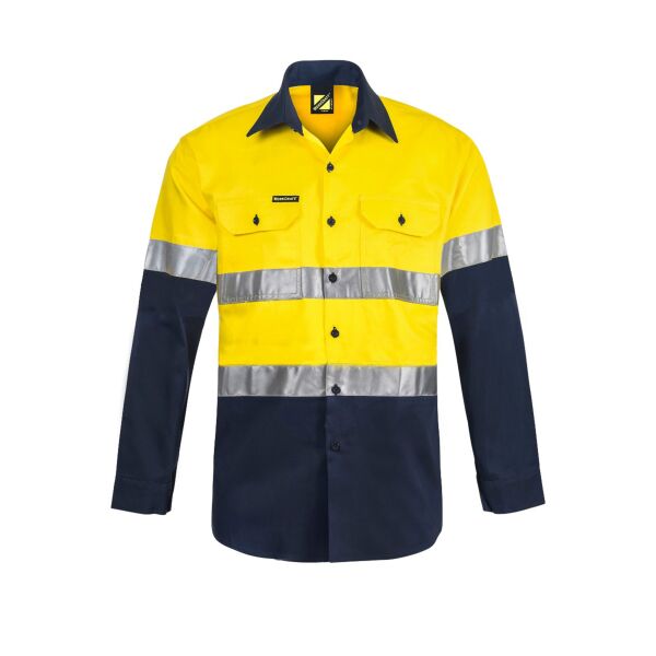 LIGHTWEIGHT HI VIS LONG SLEEVE VENTED COTTON DRILL REFLECTIVE SHIRT Thumbnail