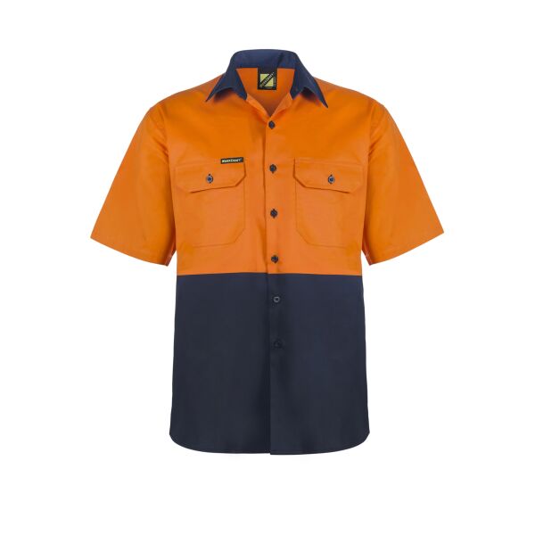 LIGHTWEIGHT HI VIS SHORT SLEEVE VENTED COTTON DRILL SHIRT Thumbnail
