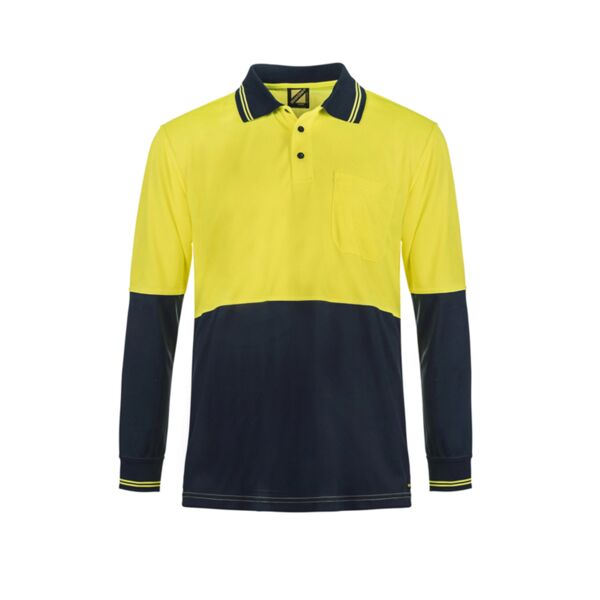 HI VIS LONG SLEEVE COTTON BACK POLO WITH POCKET Thumbnail