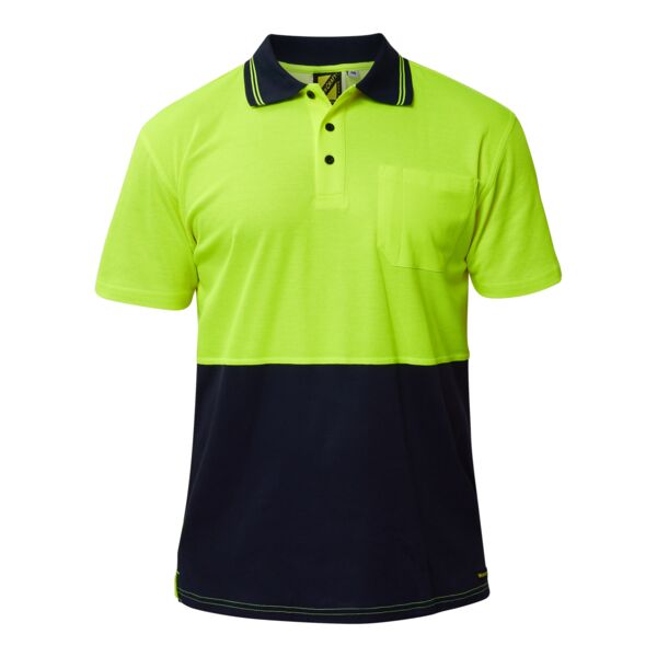 HI VIS SHORT SLEEVE COTTON BACK POLO WITH POCKET Thumbnail