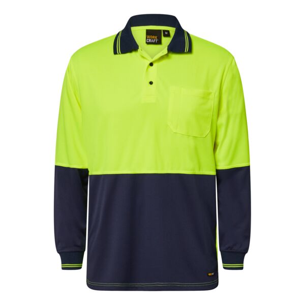 HI VIS LONG SLEEVE MICROMESH POLO WITH POCKET Thumbnail