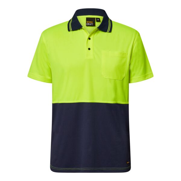 HI VIS LIGHTWEIGHT SHORT SLEEVE MICROMESH POLO WITH POCKET Thumbnail