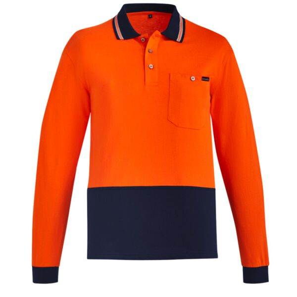 Mens Hi Vis Cotton Long Sleeve Polo Thumbnail